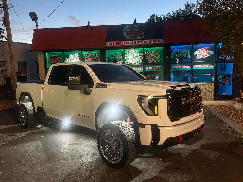 GMC pickup at dusk by In the Details Auto Spa, Allison Park
