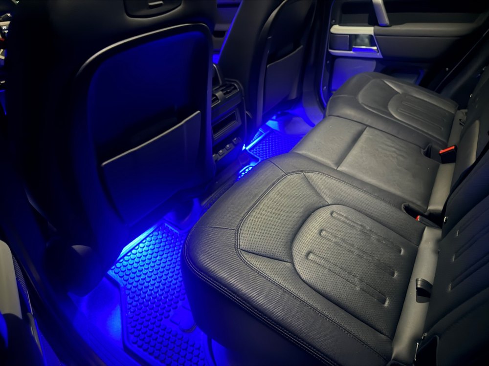 Blue footwell lighting by In the Details Auto Spa, Allison Park