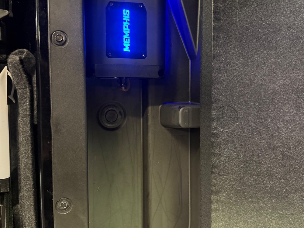 Amplifier mounted and lit by In the Details Auto Spa, Allison Park